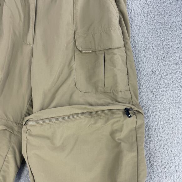 LL Bean Pants Convertible Zip Off Shorts Womens M Tan Nylon Hiking Outdoor Cargo - Picture 10 of 12